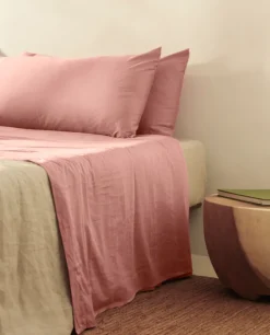 Best Sale Bassols Sábana Encimera Sahara Rosa Mate de Algodón Lavado